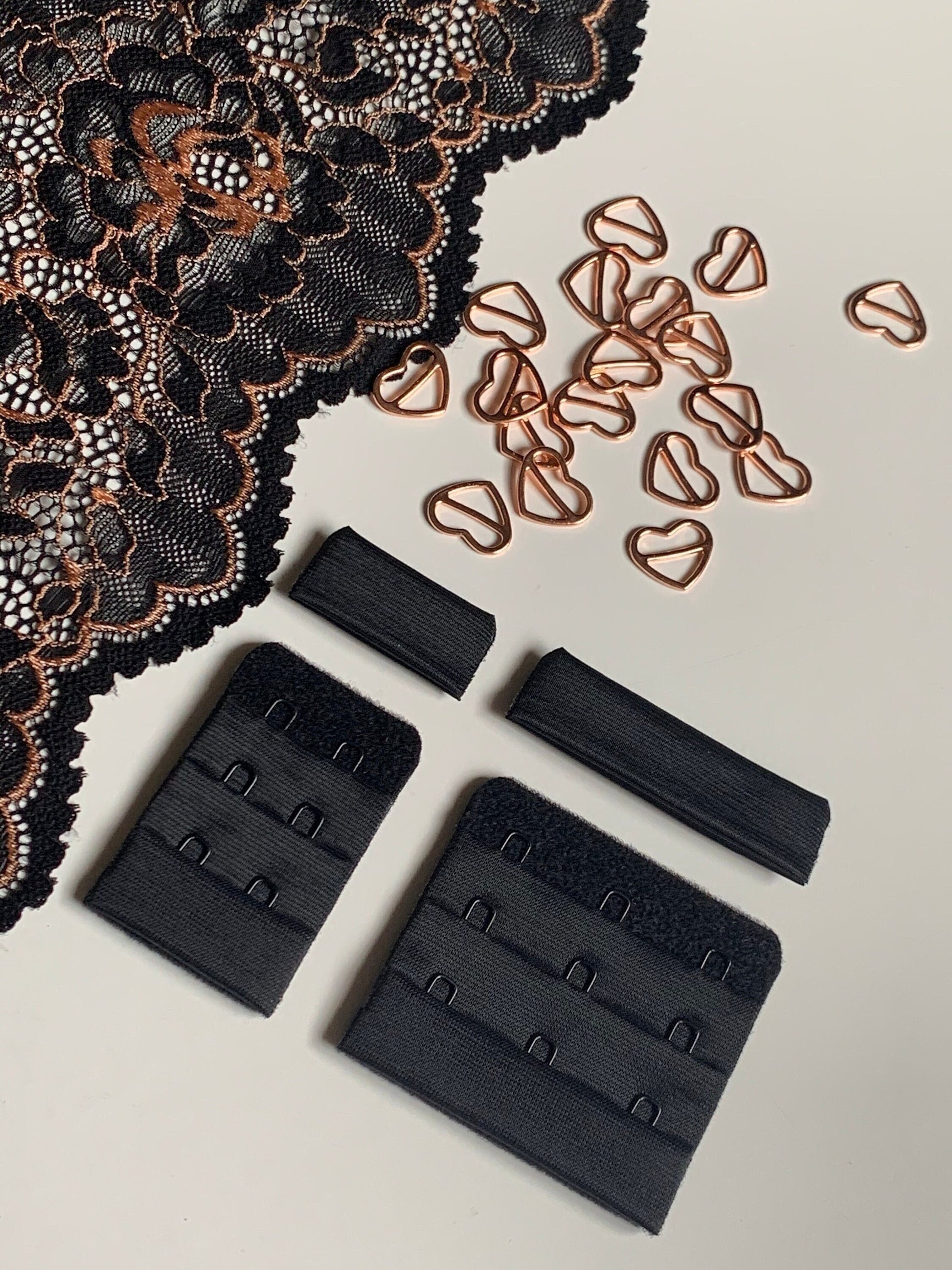 Black Hook & Eye Closures (3x2, 3x3, 3x4) for Bra Making Lingerie Bramaking Fasteners