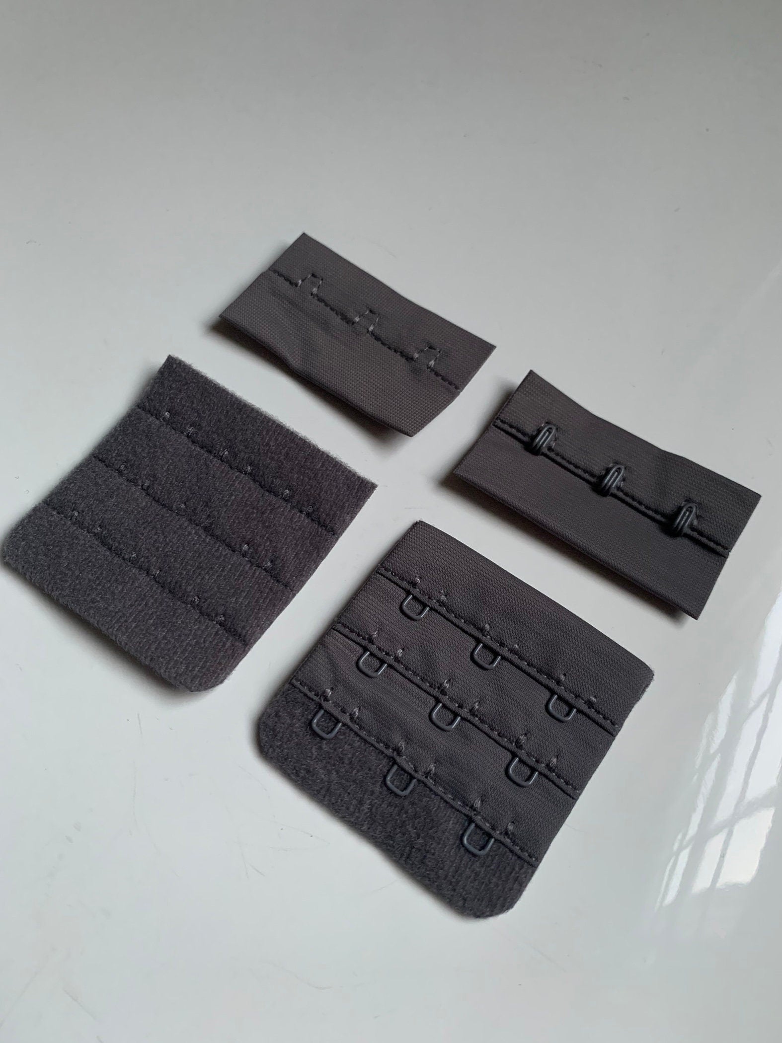 Grey Hook & Eye Closures (3x2, 3x3) for Bra Making Lingerie Bramaking Fasteners