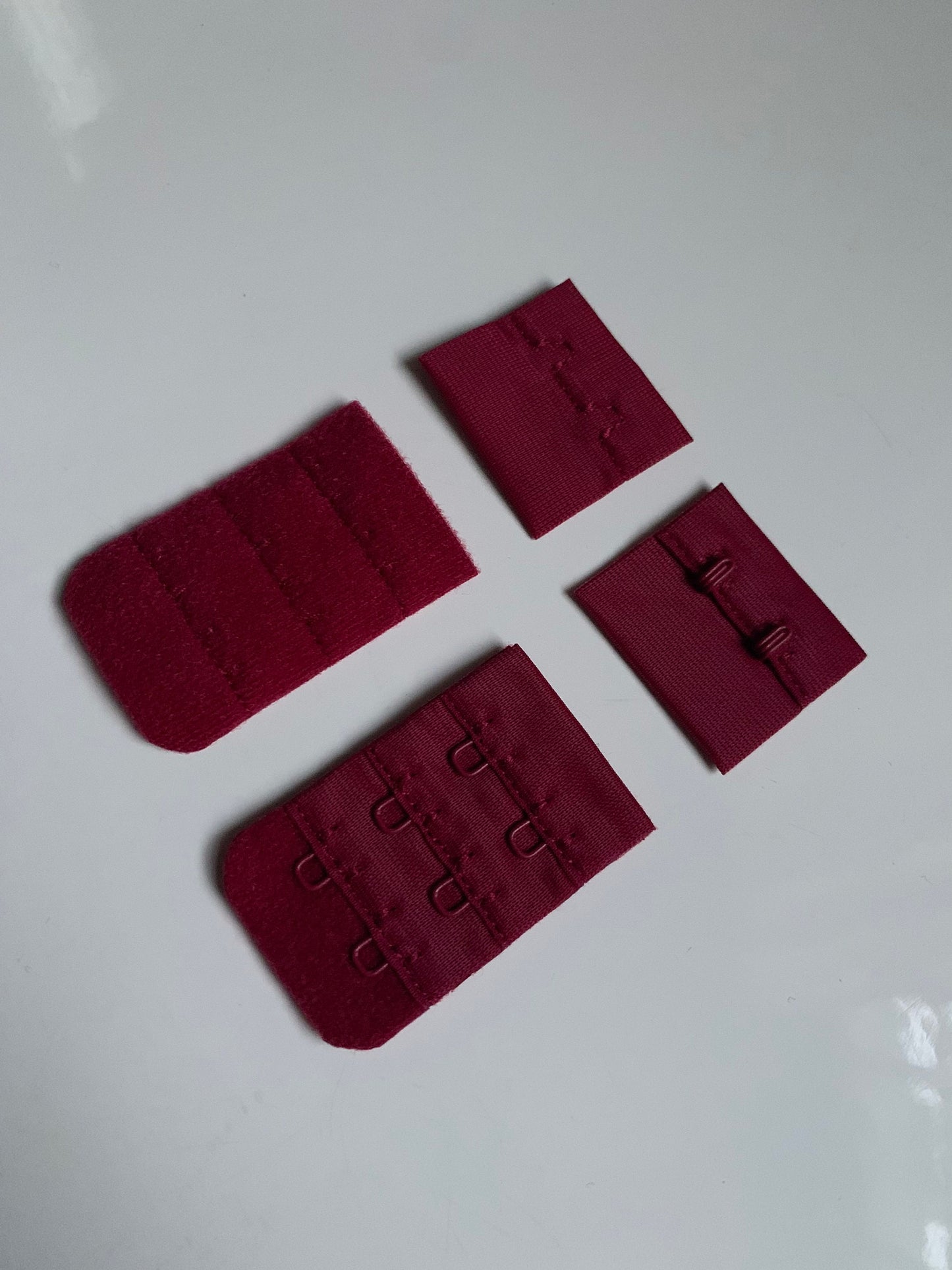 Burgundy Red Hook & Eye Closures (3x2, 3x3) for Bra Making Lingerie Bramaking Fasteners
