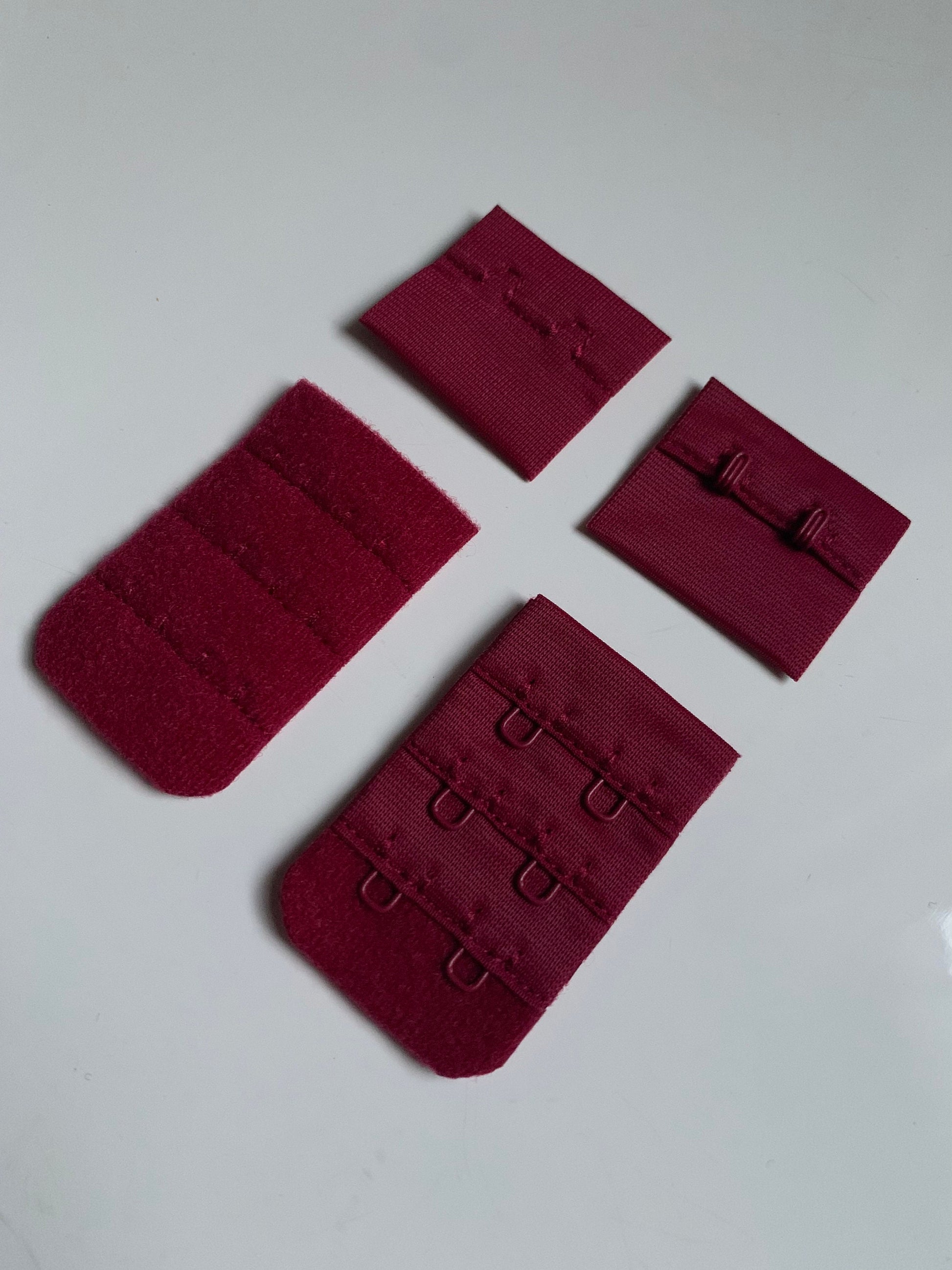 Burgundy Red Hook & Eye Closures (3x2, 3x3) for Bra Making Lingerie Bramaking Fasteners