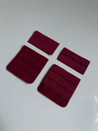 Burgundy Red Hook & Eye Closures (3x2, 3x3) for Bra Making Lingerie Bramaking Fasteners