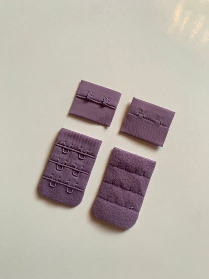 Lilac Purple Lavender Hook & Eye Closures (3x2, 3x3) for Bra Making Lingerie Bramaking Fasteners