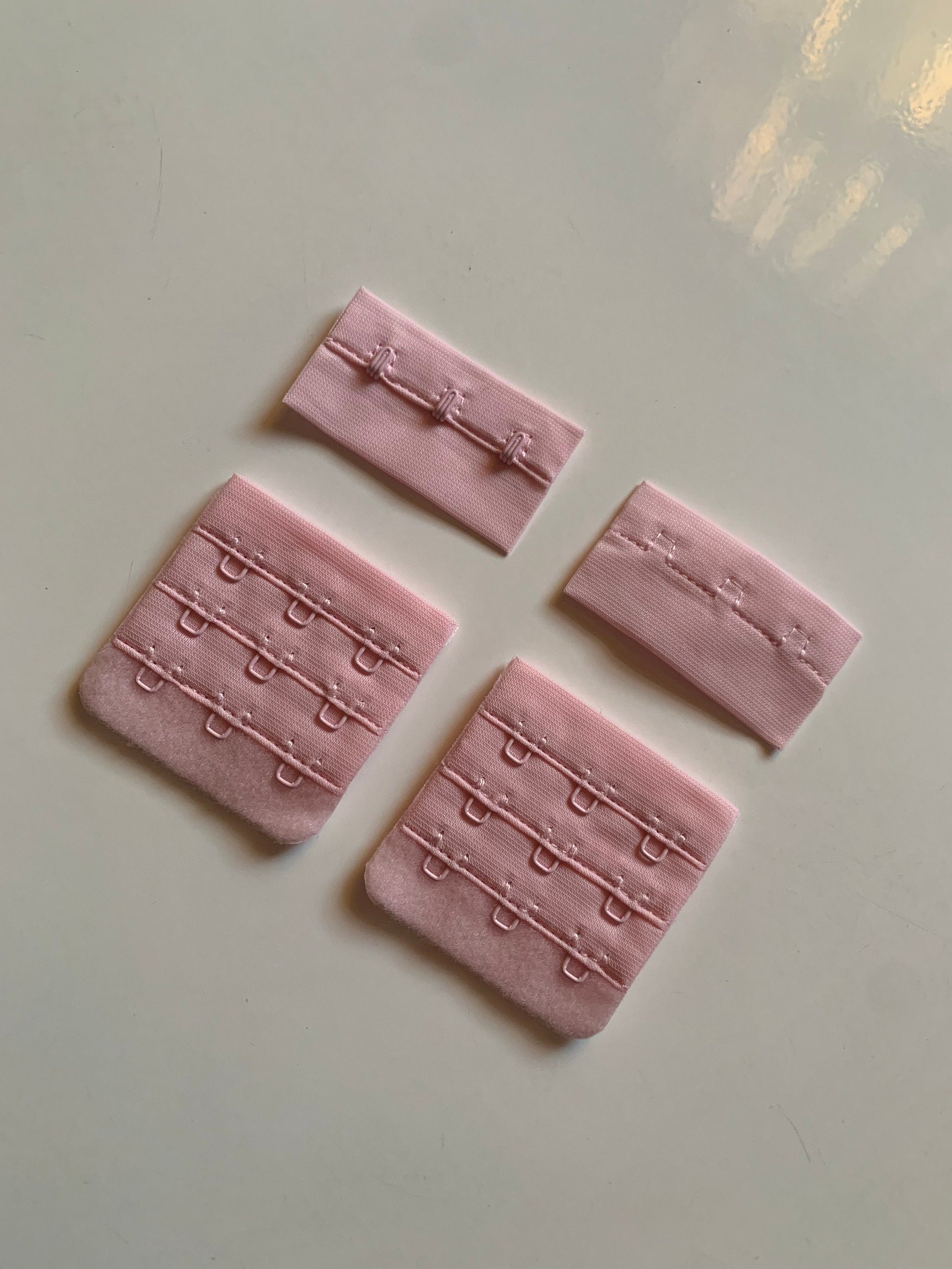Baby Pink Hook & Eye Closures (3x2, 3x3) for Bra Making Lingerie Bramaking Fasteners