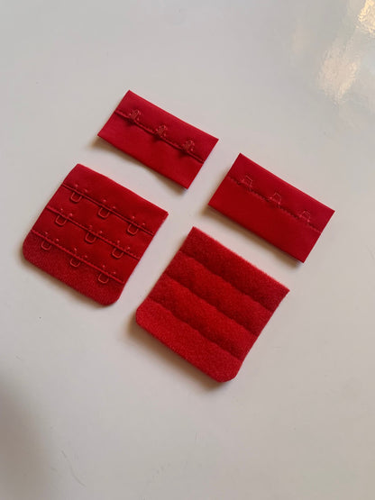 Red Hook & Eye Closures (3x2, 3x3) for Bra Making Lingerie Bramaking Fasteners