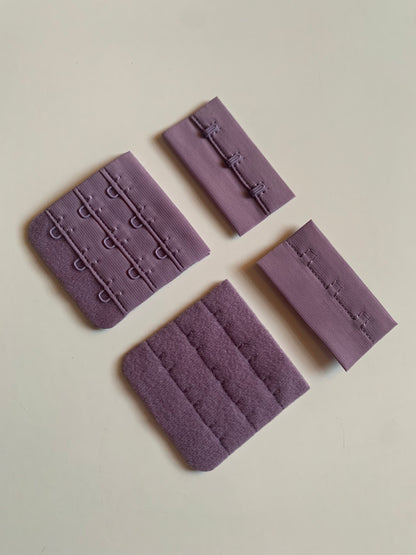Lilac Purple Lavender Hook & Eye Closures (3x2, 3x3) for Bra Making Lingerie Bramaking Fasteners