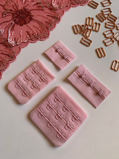 Baby Pink Hook & Eye Closures (3x2, 3x3) for Bra Making Lingerie Bramaking Fasteners