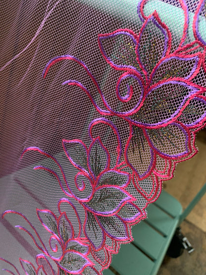 Purple Lilac Tulle Lace Trim 8.75”/22.5cm Embroidered Floral Scallop Edge Fabric for Bra Making Bramaking Knickers Lingerie Sewing Craft