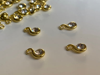 Gold Charm Lingerie Pendant Crystal Embellishment for Bramaking Lingerie Bra Making Accessories Bridal Garments