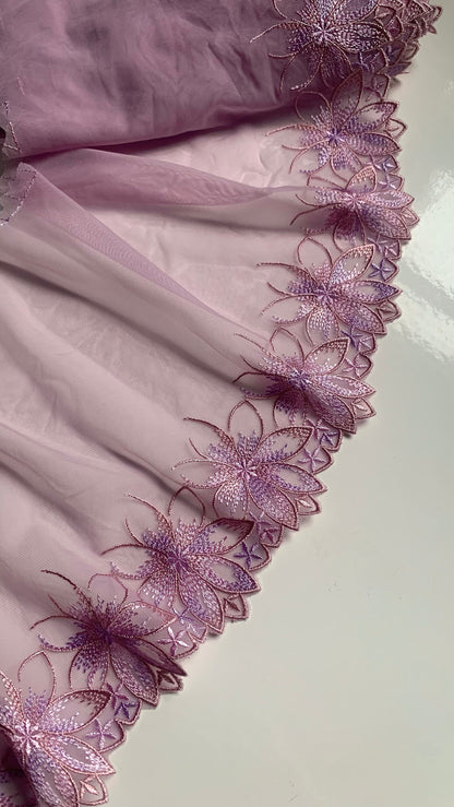 Lilac Purple Flower Embroidered Lace Trim 6”/15cm Floral Scallop Edge Fabric for Bra Making Bramaking Knickers Lingerie Sewing