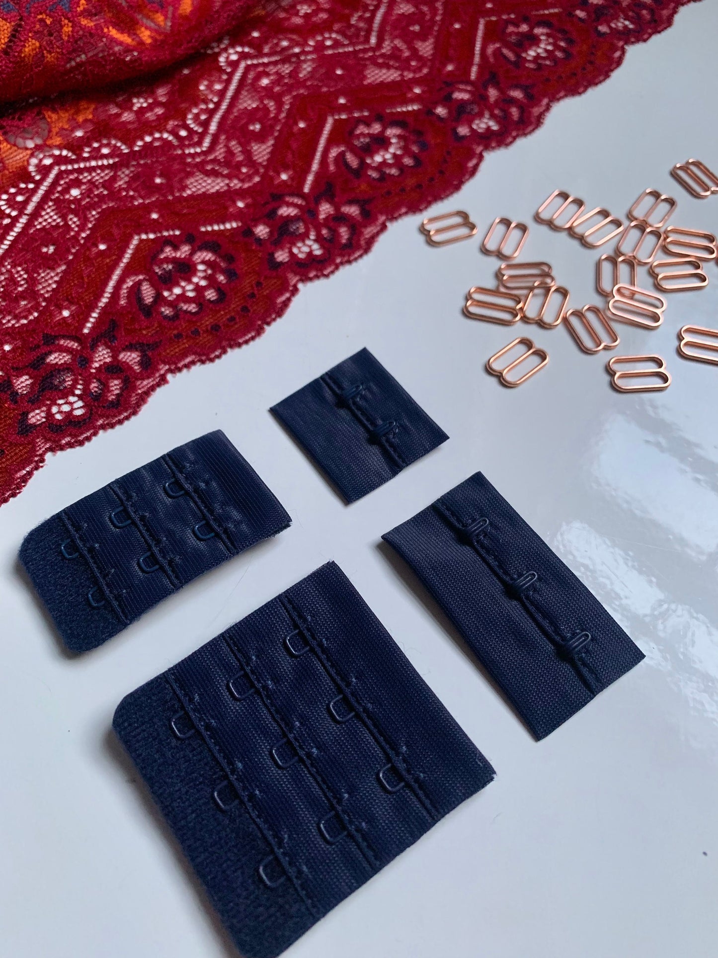 Navy Hook & Eye Closures (3x2, 3x3) for Bra Making Lingerie Bramaking Fasteners