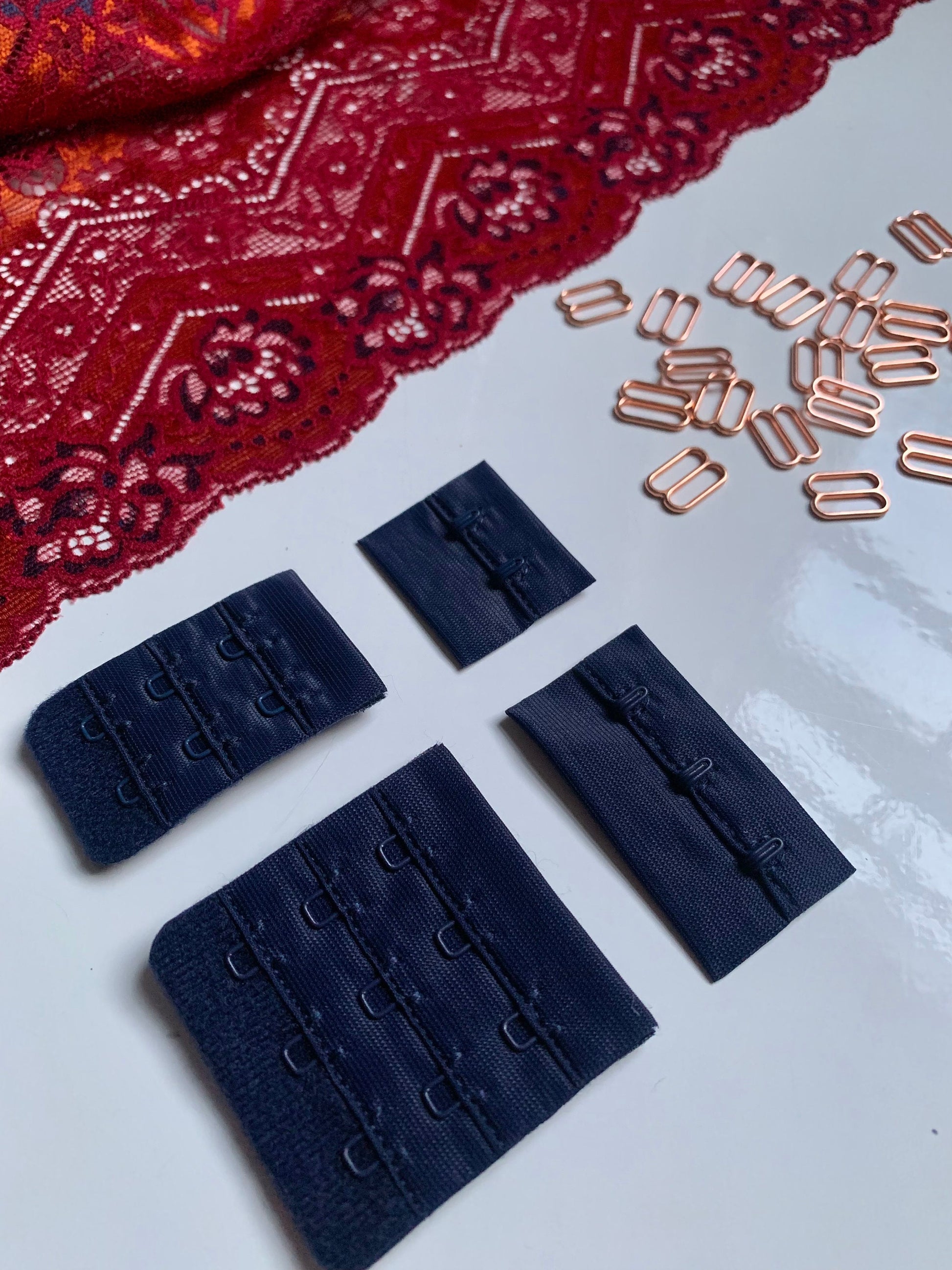 Navy Hook & Eye Closures (3x2, 3x3) for Bra Making Lingerie Bramaking Fasteners