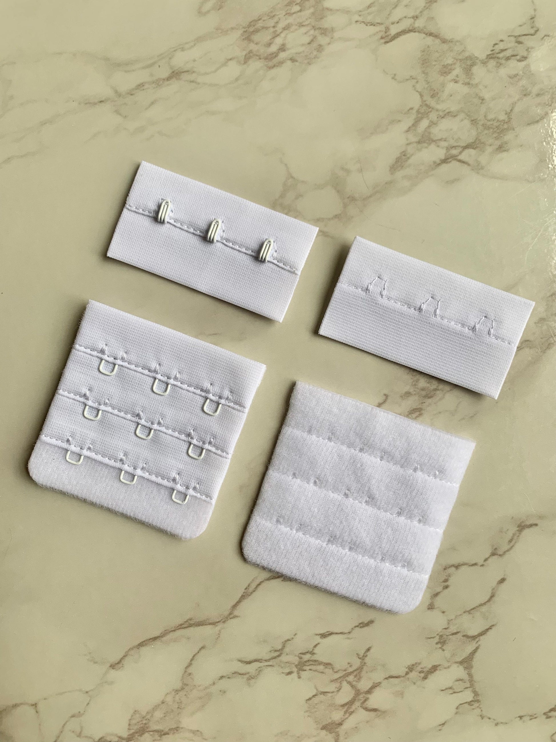 White Hook & Eye Closures (3x2, 3x3) for Bra Making Lingerie Bramaking Fasteners
