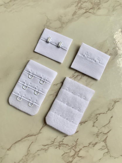 White Hook & Eye Closures (3x2, 3x3) for Bra Making Lingerie Bramaking Fasteners