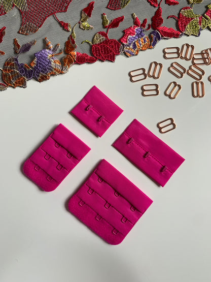 Fuschia Pink Hook & Eye Closures (3x2, 3x3, 3x4) for Bra Making Lingerie Bramaking Fasteners