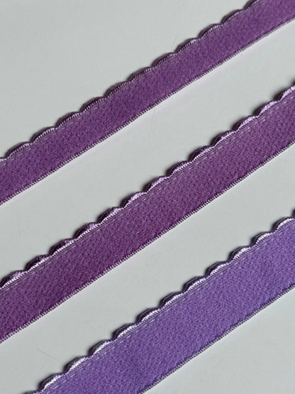 10/12/15mm Lilac Purple Scalloped Plush Elastic Picot Edge Plush Back Elastic for Bra Underband Underarm Bramaking Lingerie Knickers Crafts