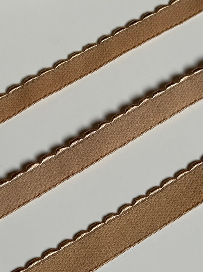 10/12/15mm Tan Scalloped Plush Elastic Picot Edge Plush Back Elastic for Bra Band Underband Underarm Bramaking Lingerie Knickers Crafts