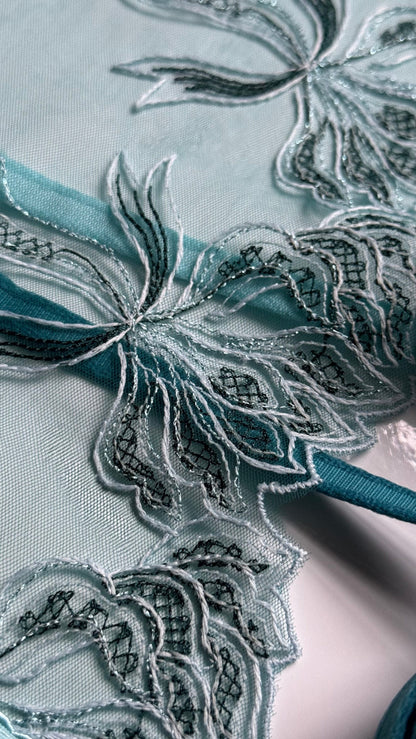 Mint Blue Green Lace, Elastic & Findings Lingerie Bra Making Kit Embroidered Lace Trim 8”/20cm Tulle for Bramaking Knickers Lingerie Sewing