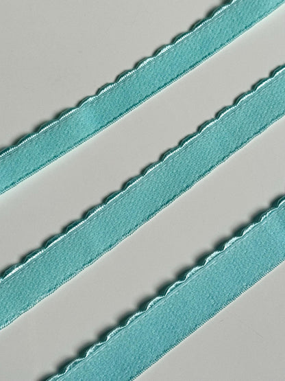 10/12/15mm Light Blue Scalloped Plush Elastic Picot Edge Plush Back Elastic for Bra Underband Underarm Bramaking Lingerie Knickers Crafts