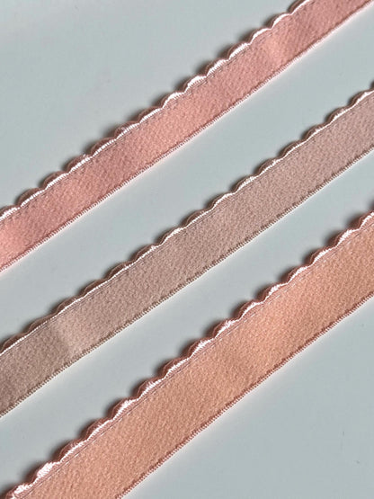10/12/15mm Peach Scalloped Plush Elastic Apricot Picot Edge Plush Back Elastic for Bra Band Underband Bramaking Lingerie Knickers Crafts