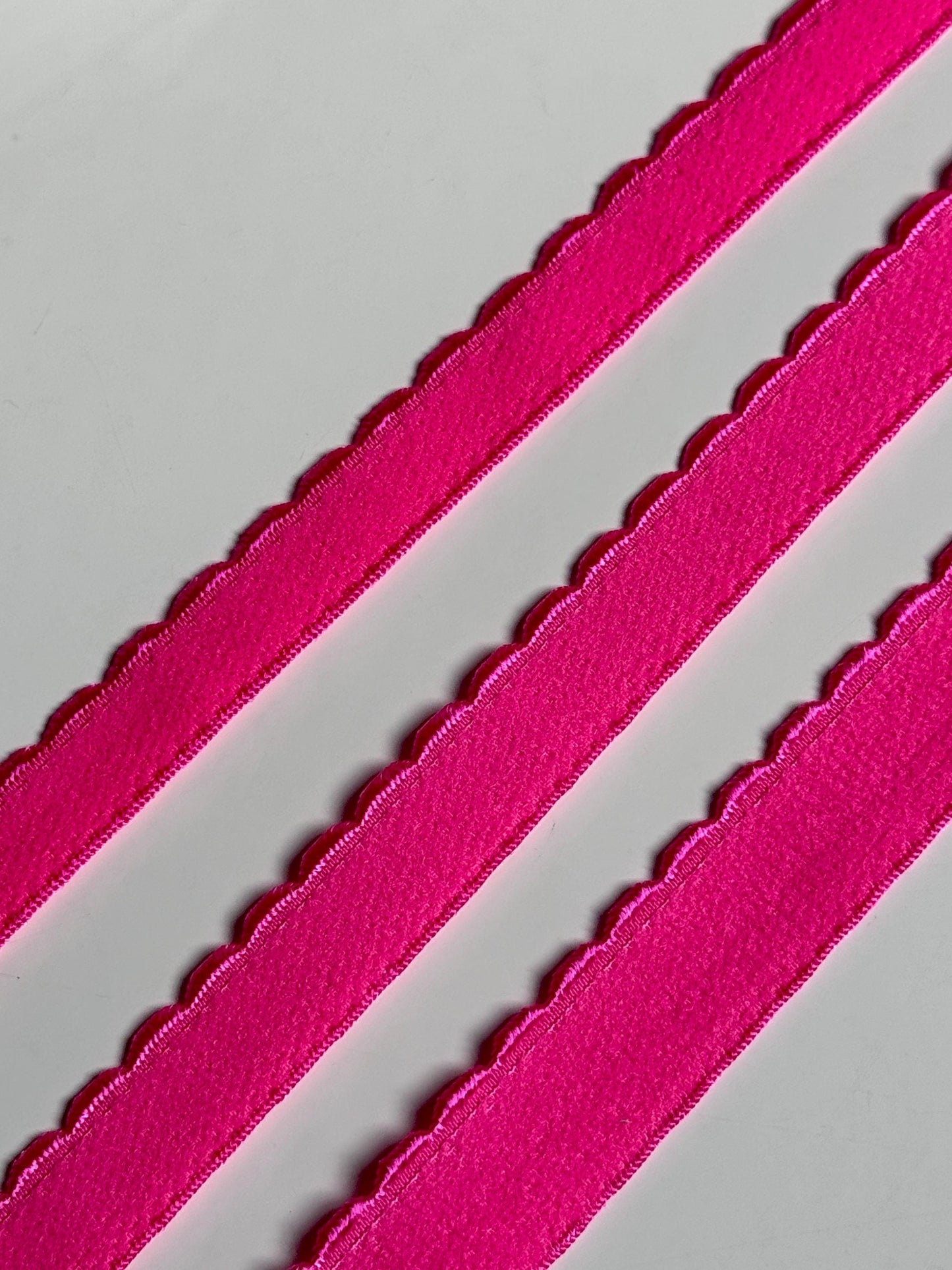 10/12/15mm Bright Pink Scalloped Plush Elastic Picot Edge Plush Back Elastic for Bra Band Bramaking Lingerie Knickers Crafts