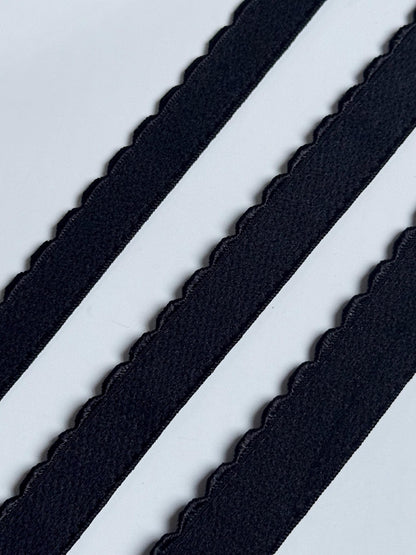 10/12/15mm Black Scalloped Plush Elastic Picot Edge Plush Back Elastic for Bra Band Underband Underarm Bramaking Lingerie Knickers Crafts