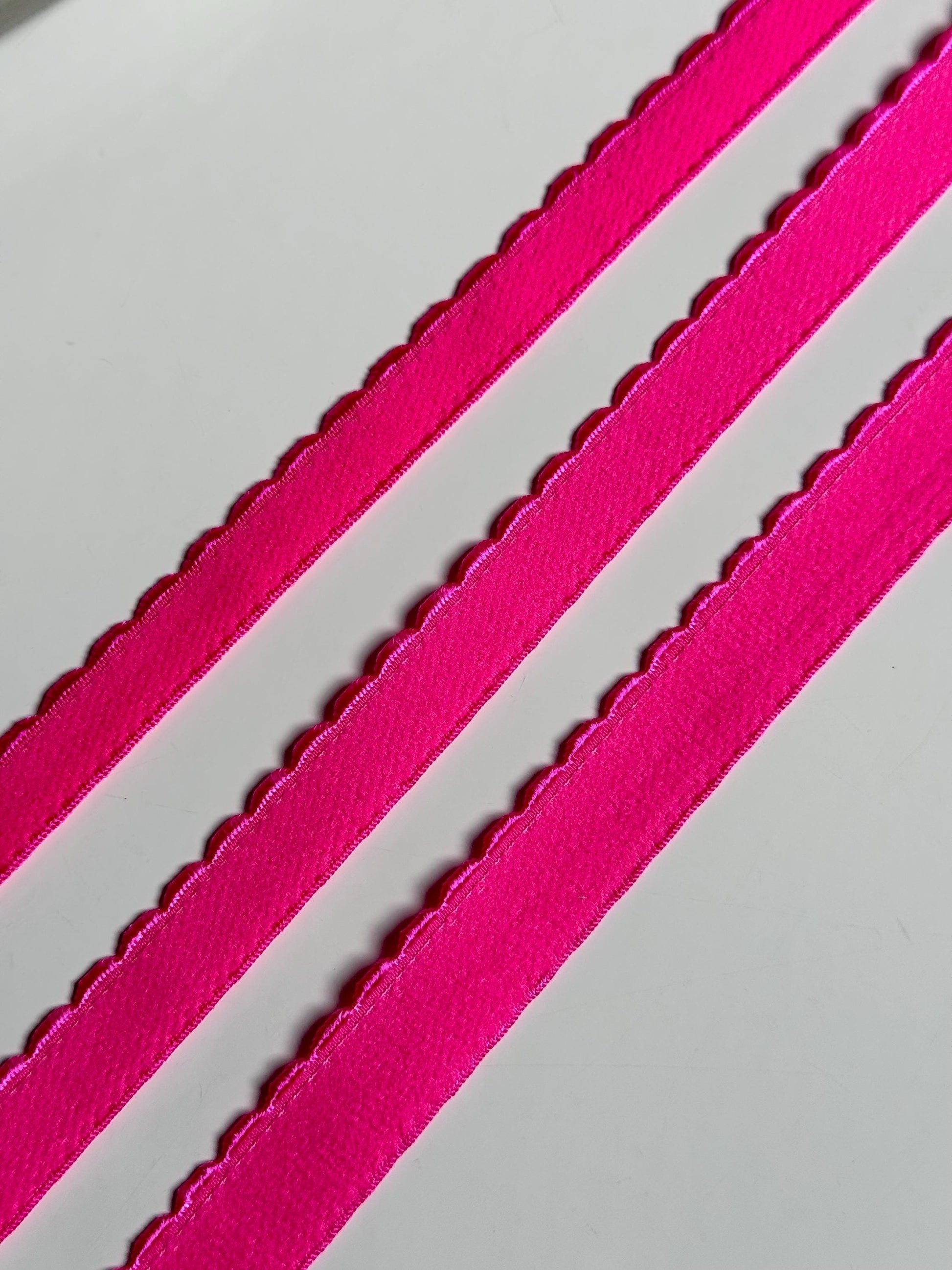 10/12/15mm Bright Pink Scalloped Plush Elastic Picot Edge Plush Back Elastic for Bra Band Bramaking Lingerie Knickers Crafts