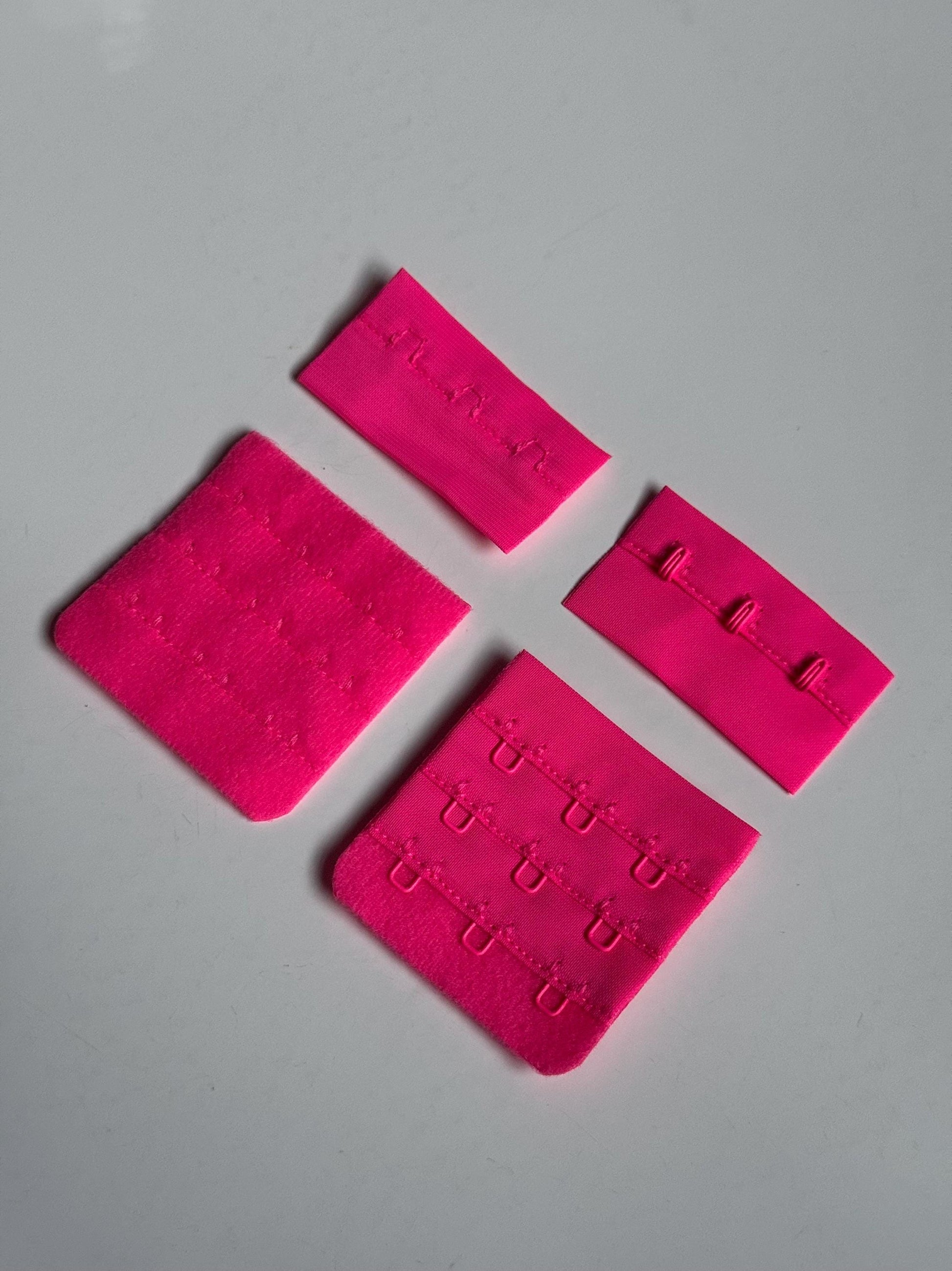 Bright Pink Hook & Eye Closures (3x2, 3x3) for Bra Making Lingerie Bramaking Fasteners