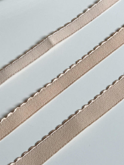 10/12/15mm Beige Scalloped Plush Elastic Picot Edge Plush Back Elastic for Bra Band Underband Underarm Bramaking Lingerie Knickers Crafts