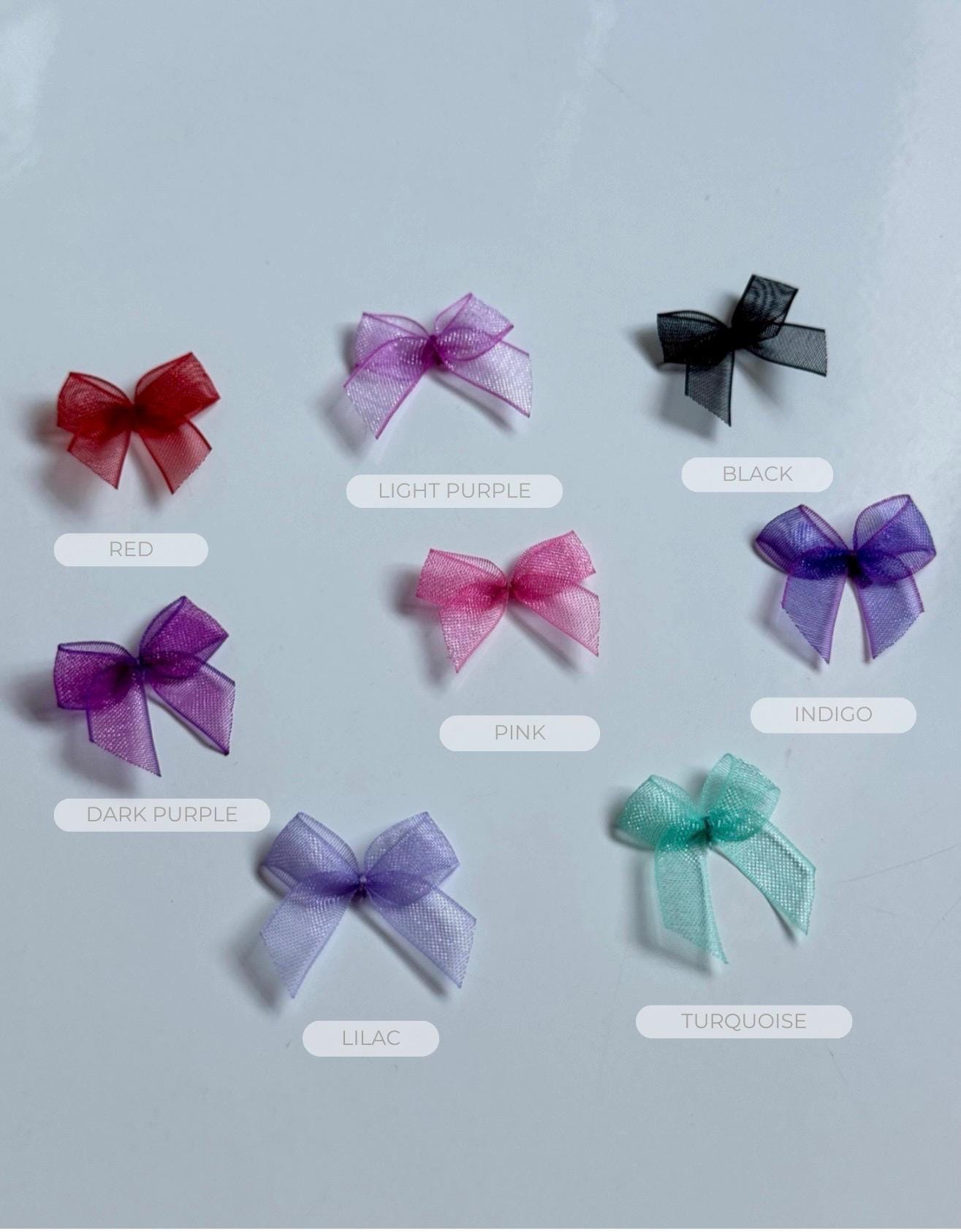 Organza Ribbon Bows Small Tiny Embellishment for Lingerie Bra Accessories Wedding Decoration Bridal Baby Clothes Dolls Cards Scrapbook