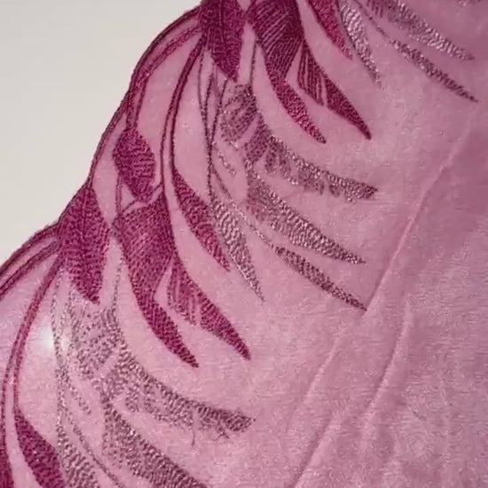 Pink Mauve Purple Shimmer Stretch Embroidered Lace Trim (6.25"/16cm) Scallop Edge Unique Fabric for Bramaking Knickers Lingerie Sewing Craft