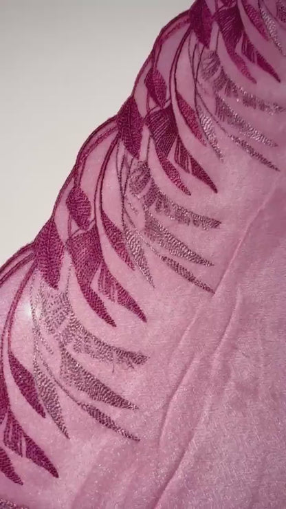 Pink Mauve Purple Shimmer Stretch Embroidered Lace Trim (6.25"/16cm) Scallop Edge Unique Fabric for Bramaking Knickers Lingerie Sewing Craft